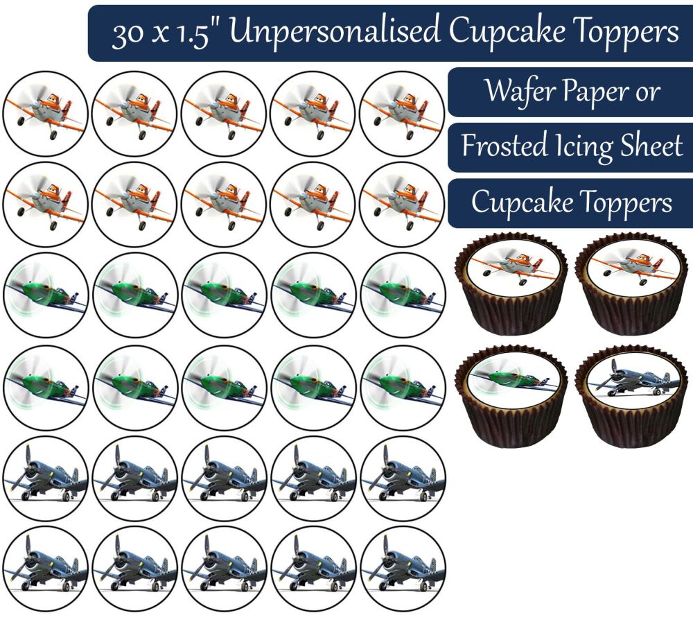 Planes Cartoon - 30 Cupcake Toppers