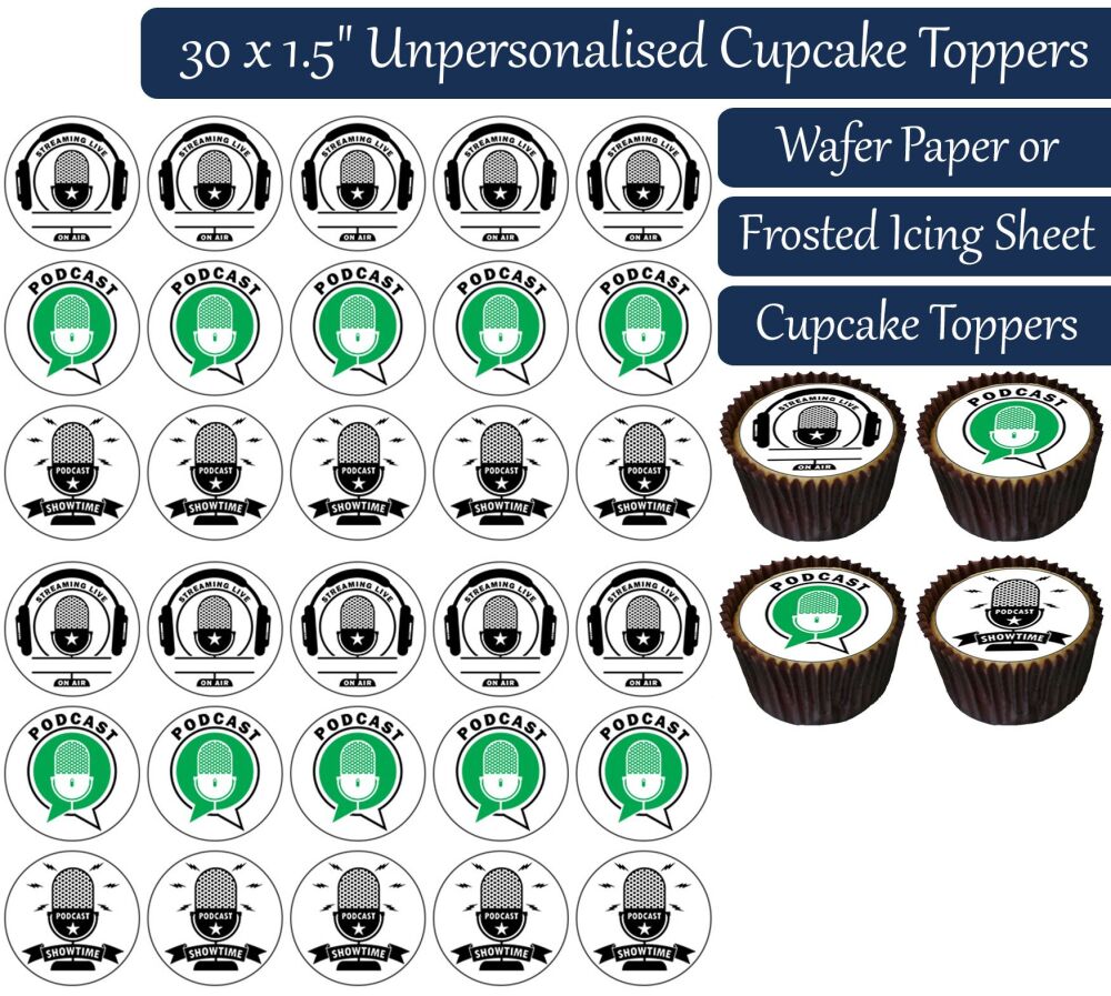 Podcast - 30 Cupcake Toppers