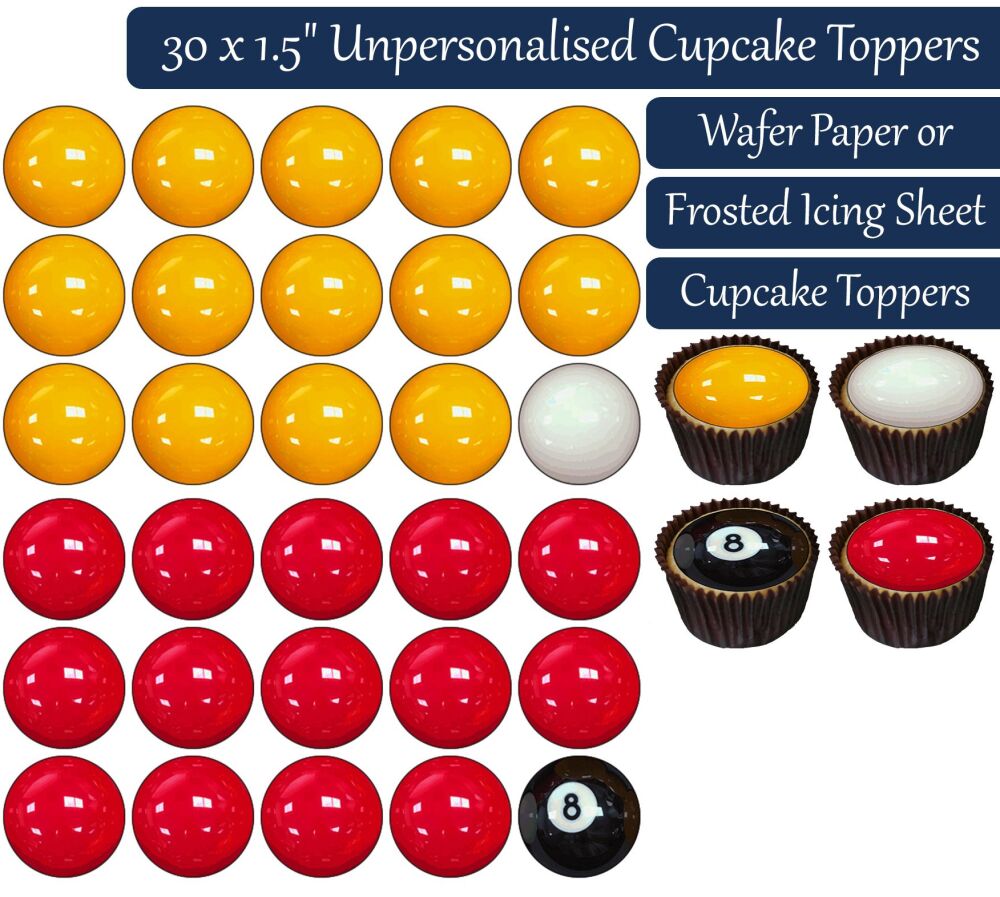 Pool Balls - 30 Cupcake Toppers