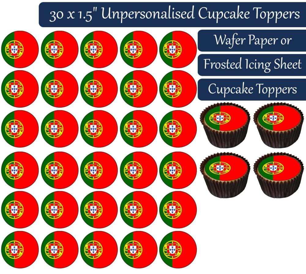 Portugal Flag - 30 Cupcake Toppers
