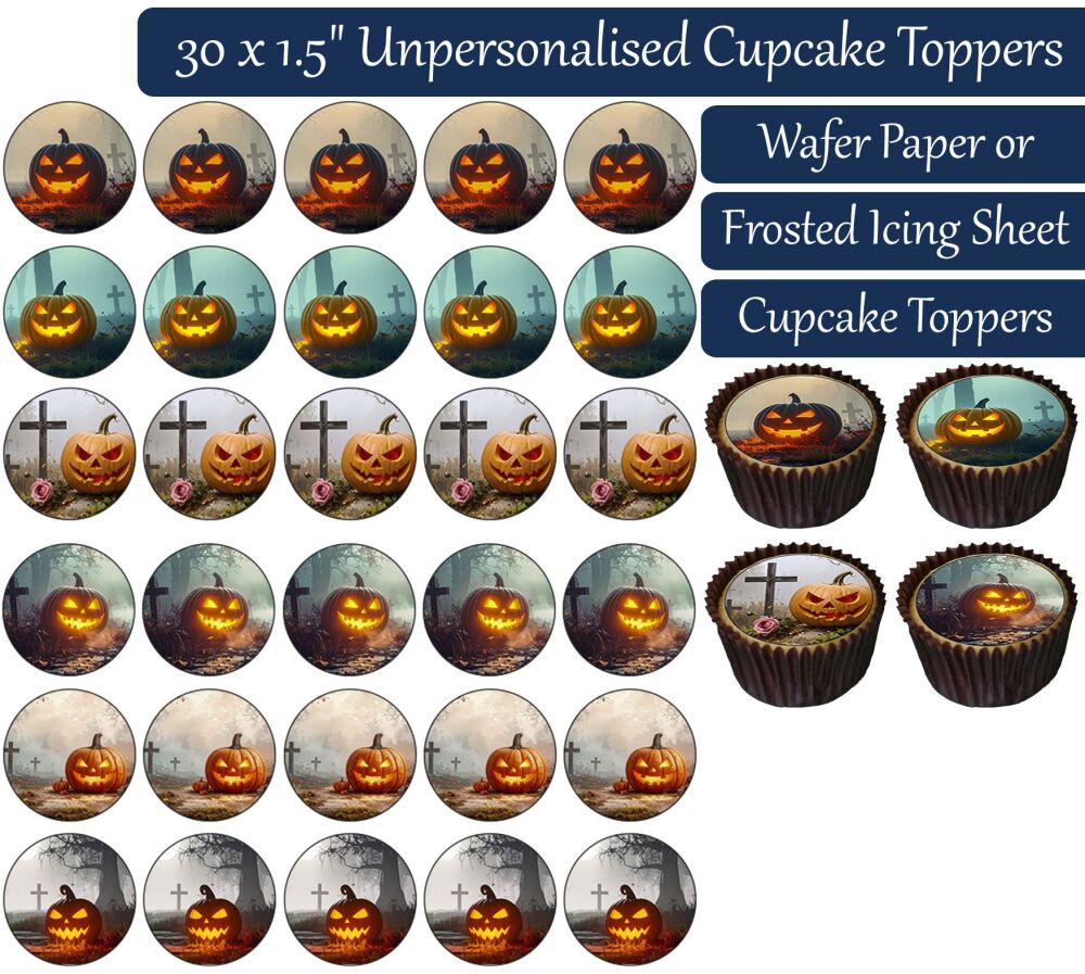 Pumpkin Cemetery - 30 Cupcake Toppers