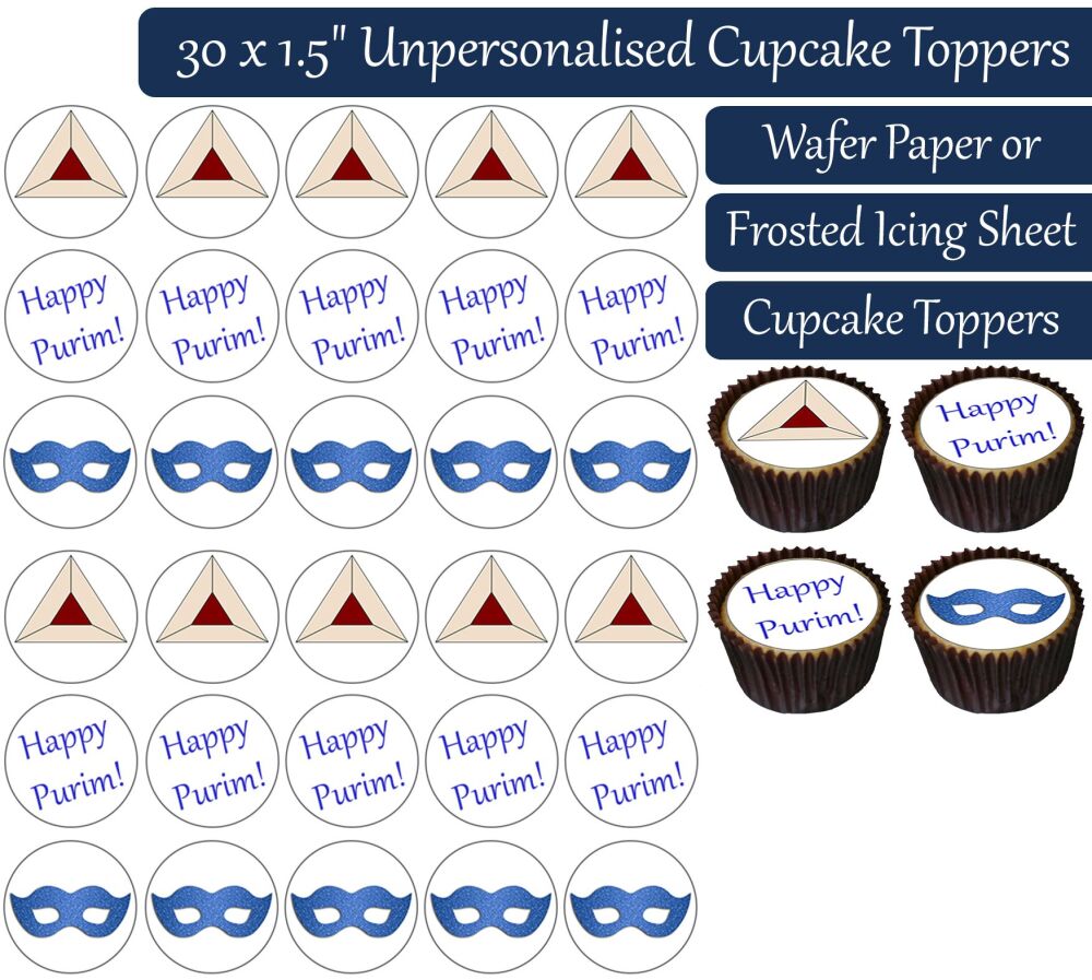 Purim - 30 Cupcake Toppers