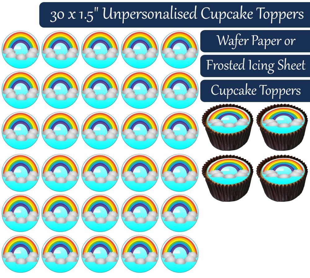 Rainbow - 30 Cupcake Toppers