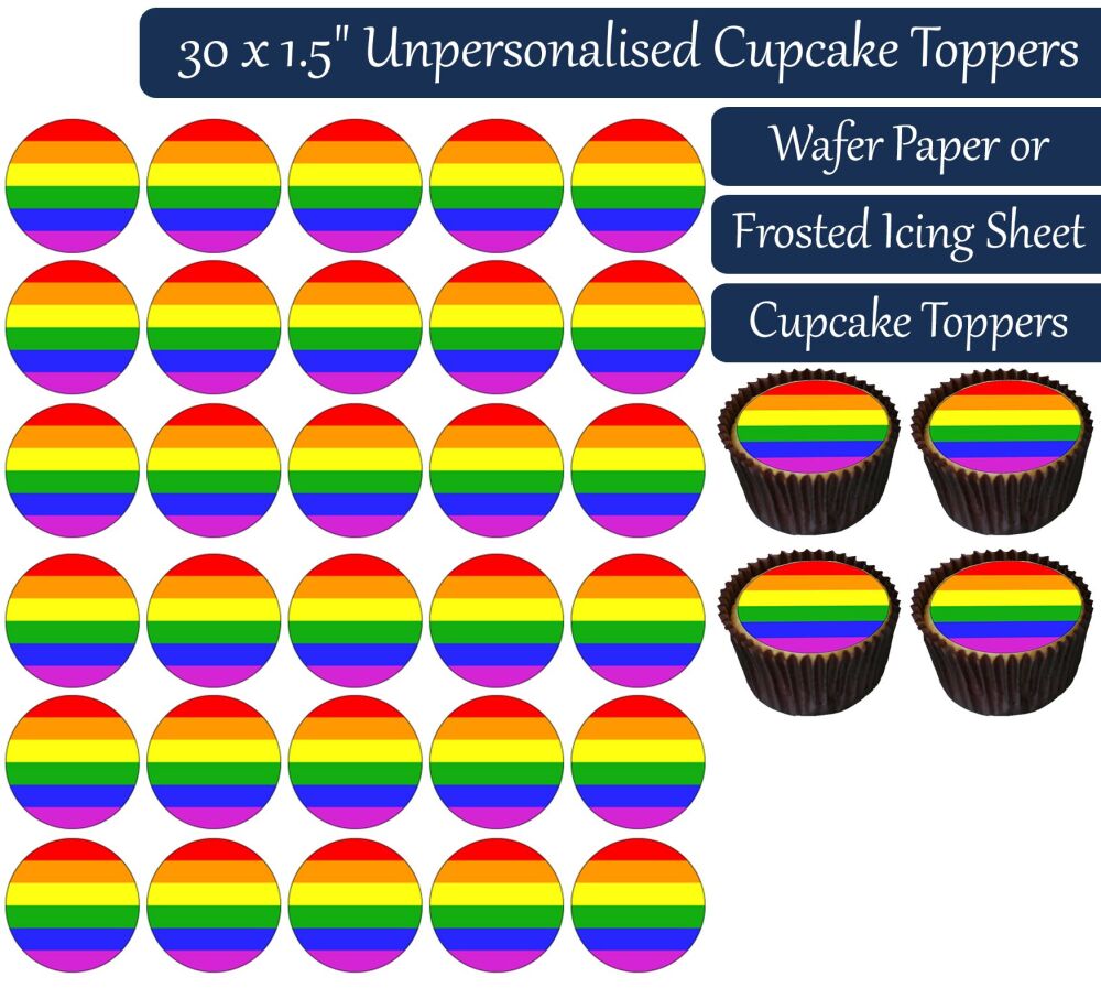 Rainbow Flag - 30 Cupcake Toppers