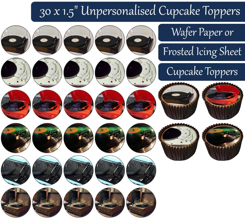 Record Player - 30 Cupcake Toppers