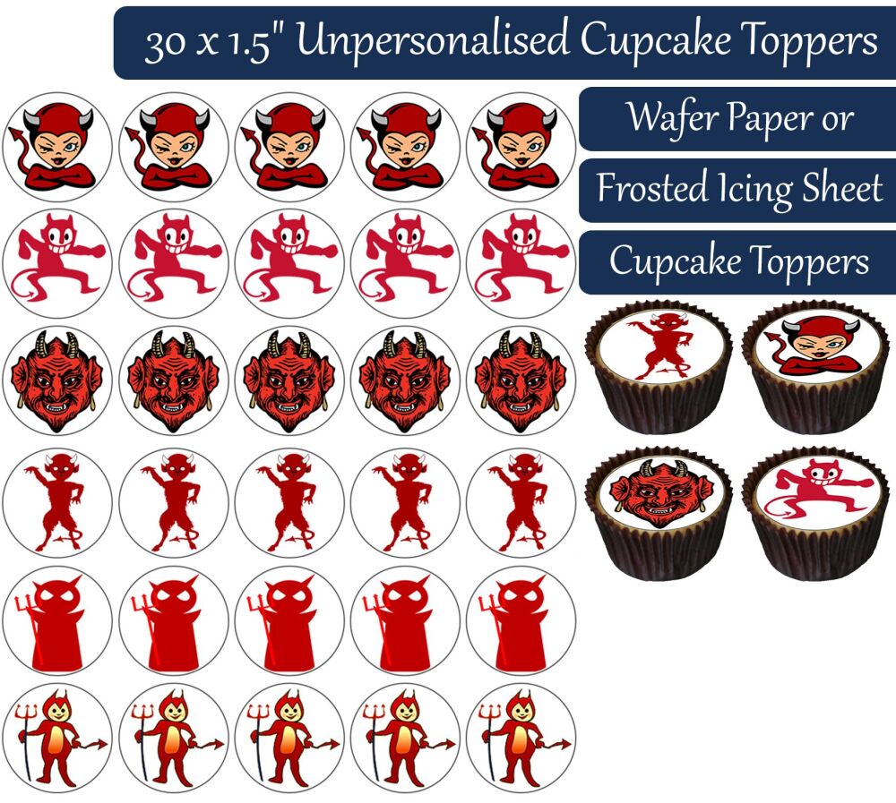 Red Devils - 30 Cupcake Toppers