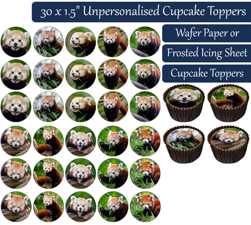 Red Panda - 30 Cupcake Toppers