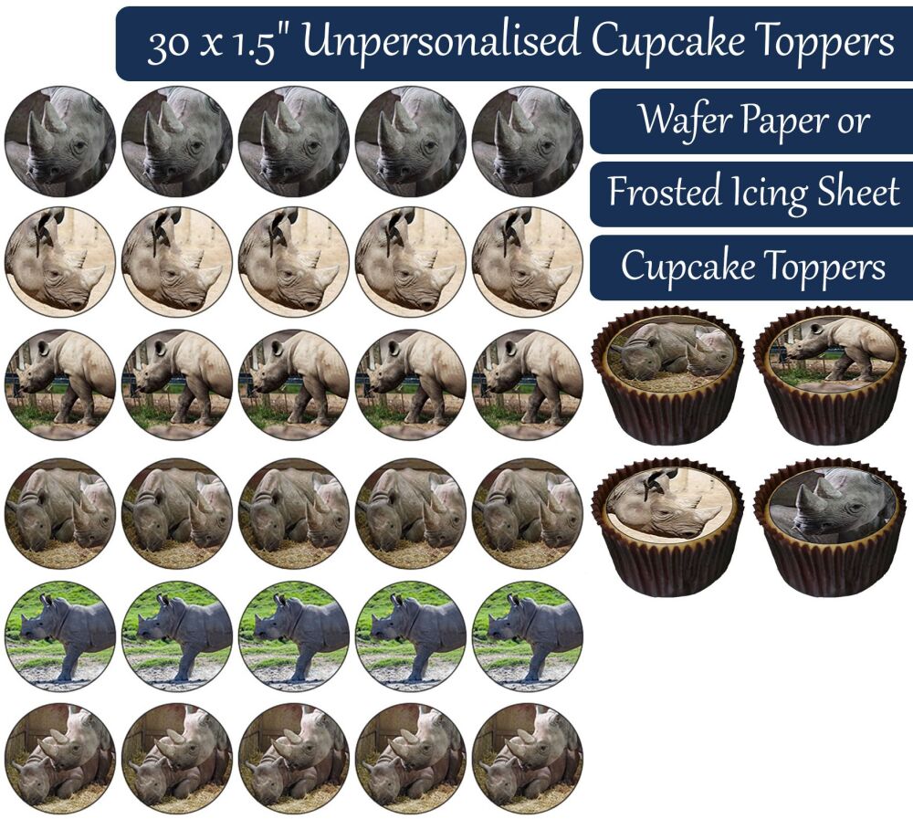 Rhino - 30 Cupcake Toppers