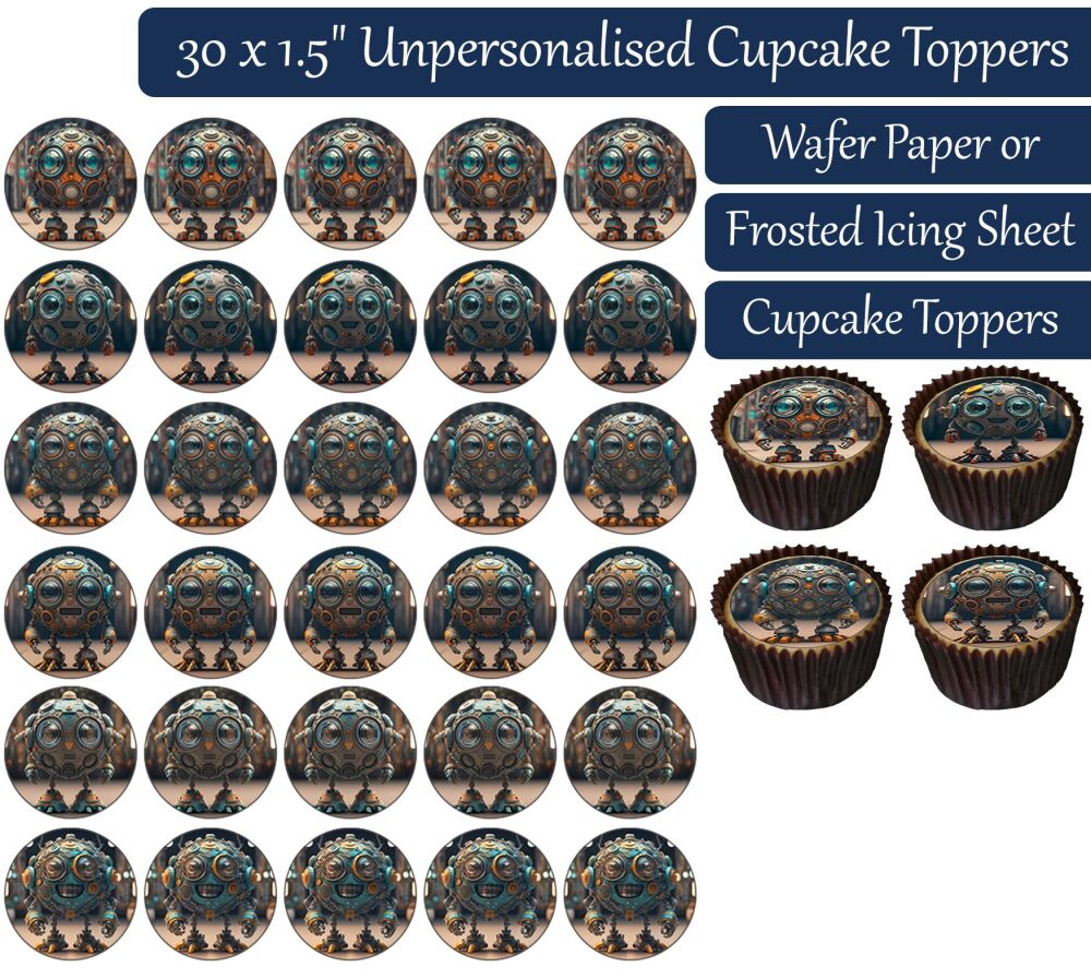 Robot Ball Friends - 30 Cupcake Toppers