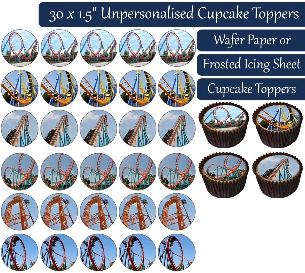 Roller Coasters - 30 Cupcake Toppers