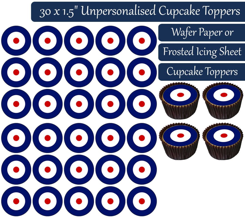 Royal Air Force Roundel - 30 Cupcake Toppers