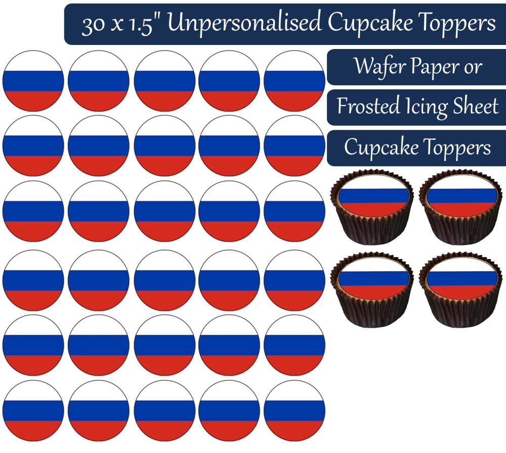Russia Flag - 30 Cupcake Toppers