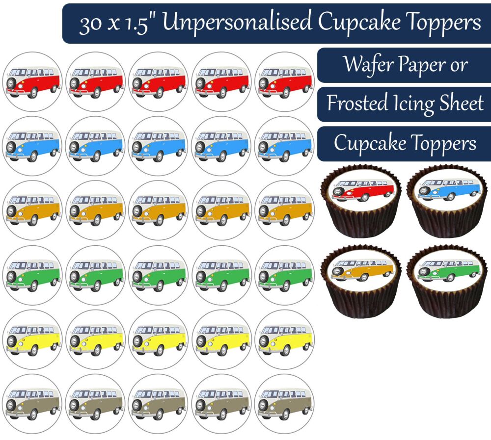 RV Camper Vans - 30 Cupcake Toppers