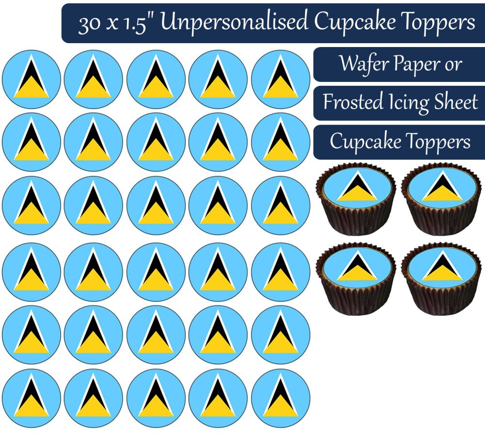 Saint Lucia Flag - 30 Cupcake Toppers