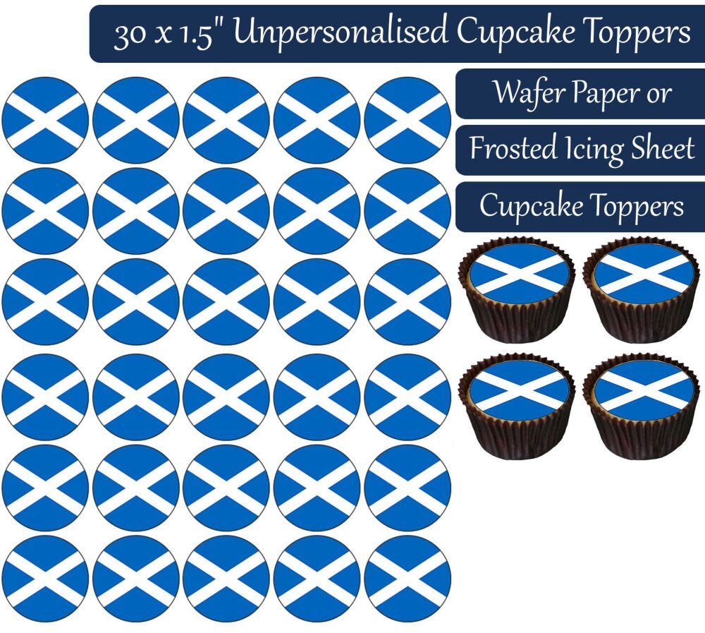 Scotland Flag - 30 Cupcake Toppers