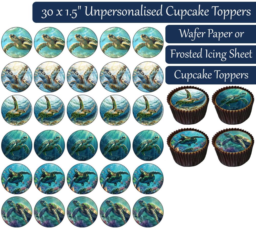 Sea Turtles - 30 Cupcake Toppers