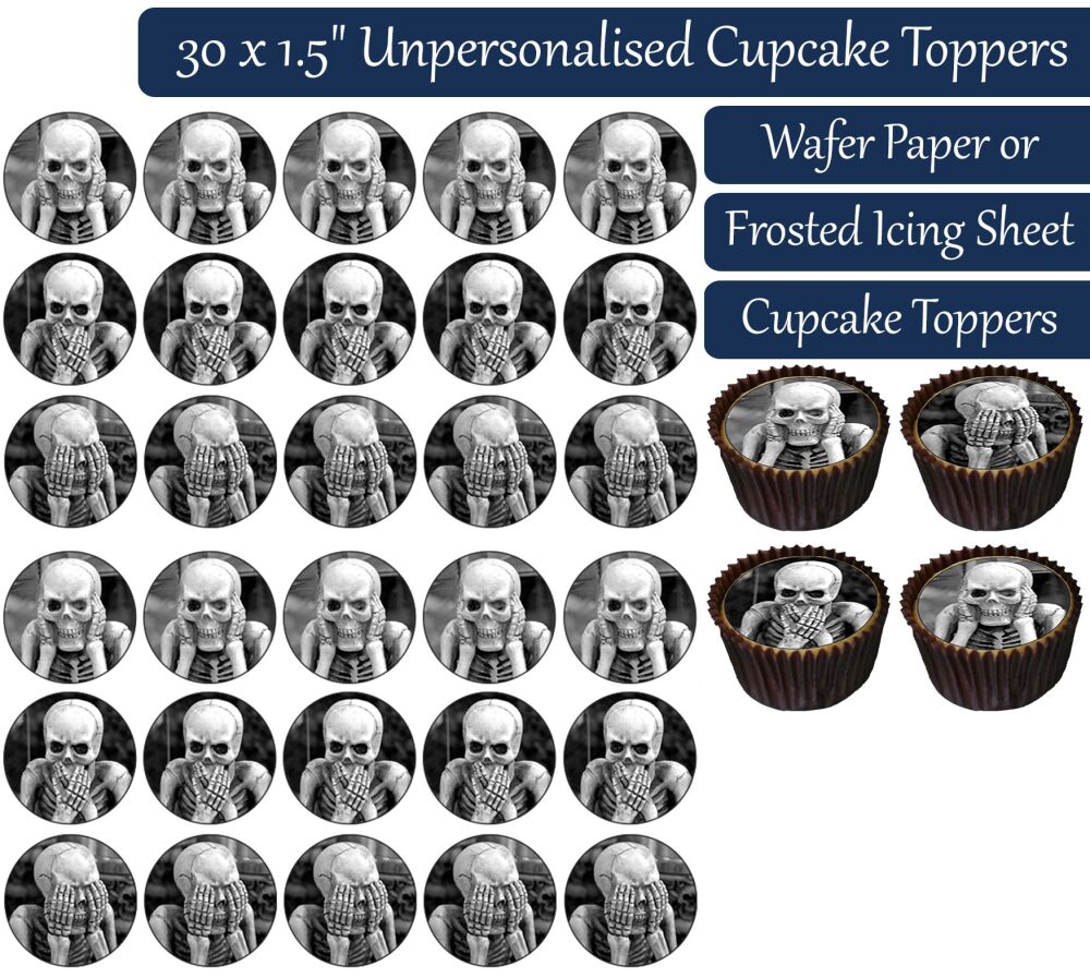 See Hear Speak No Evil Skeletons - 30 Cupcake Toppers