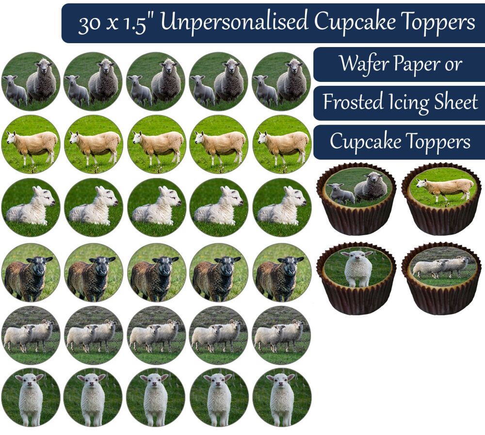 Sheep - 30 Cupcake Toppers