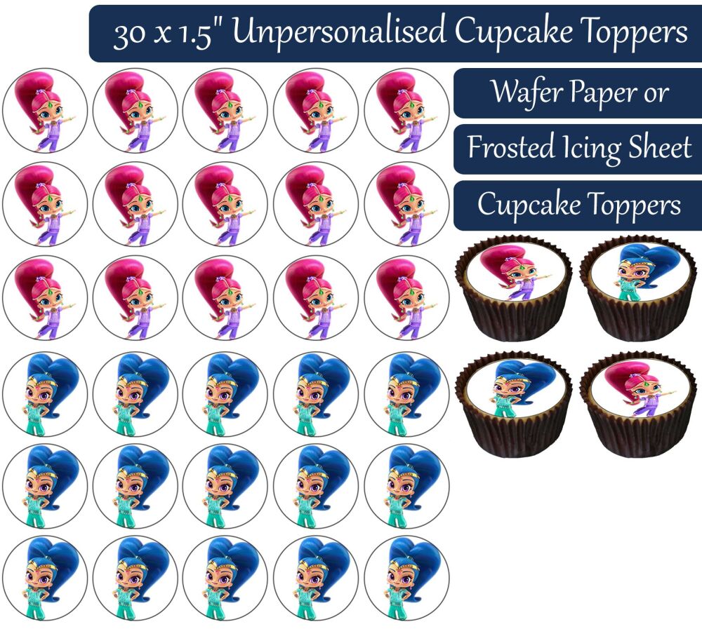 Shimmer and Shine - 30 Cupcake Toppers