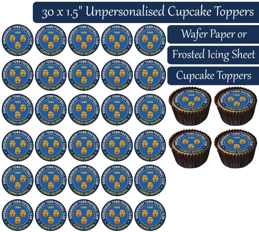 Shrewsbury Town Football - 30 Cupcake Toppers