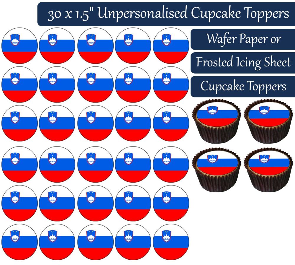 Slovenia Flag - 30 Cupcake Toppers