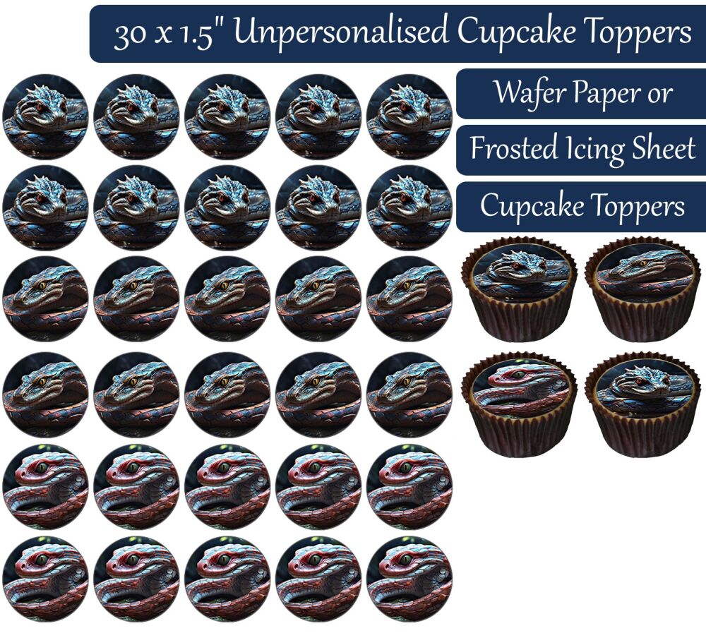 Snake Fantasy - 30 Cupcake Toppers