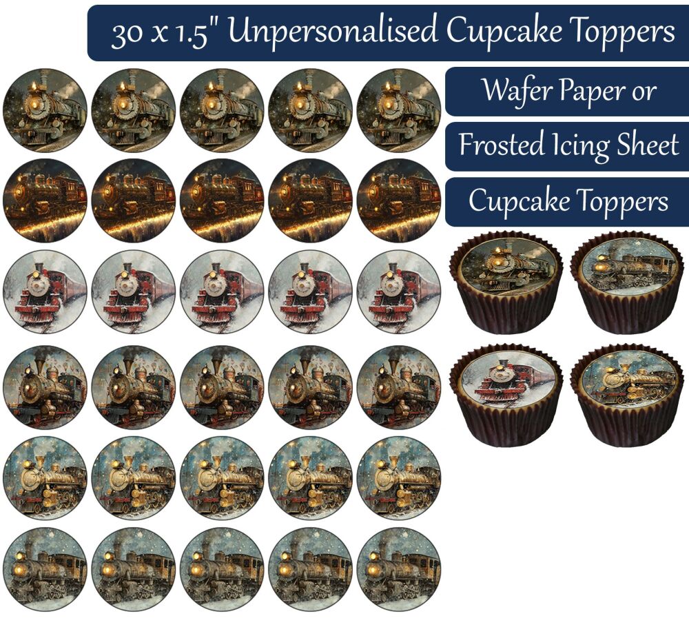 Snow Train - 30 Cupcake Toppers