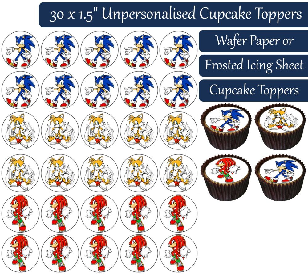 Sonic The Hedgehog - 30 Cupcake Toppers