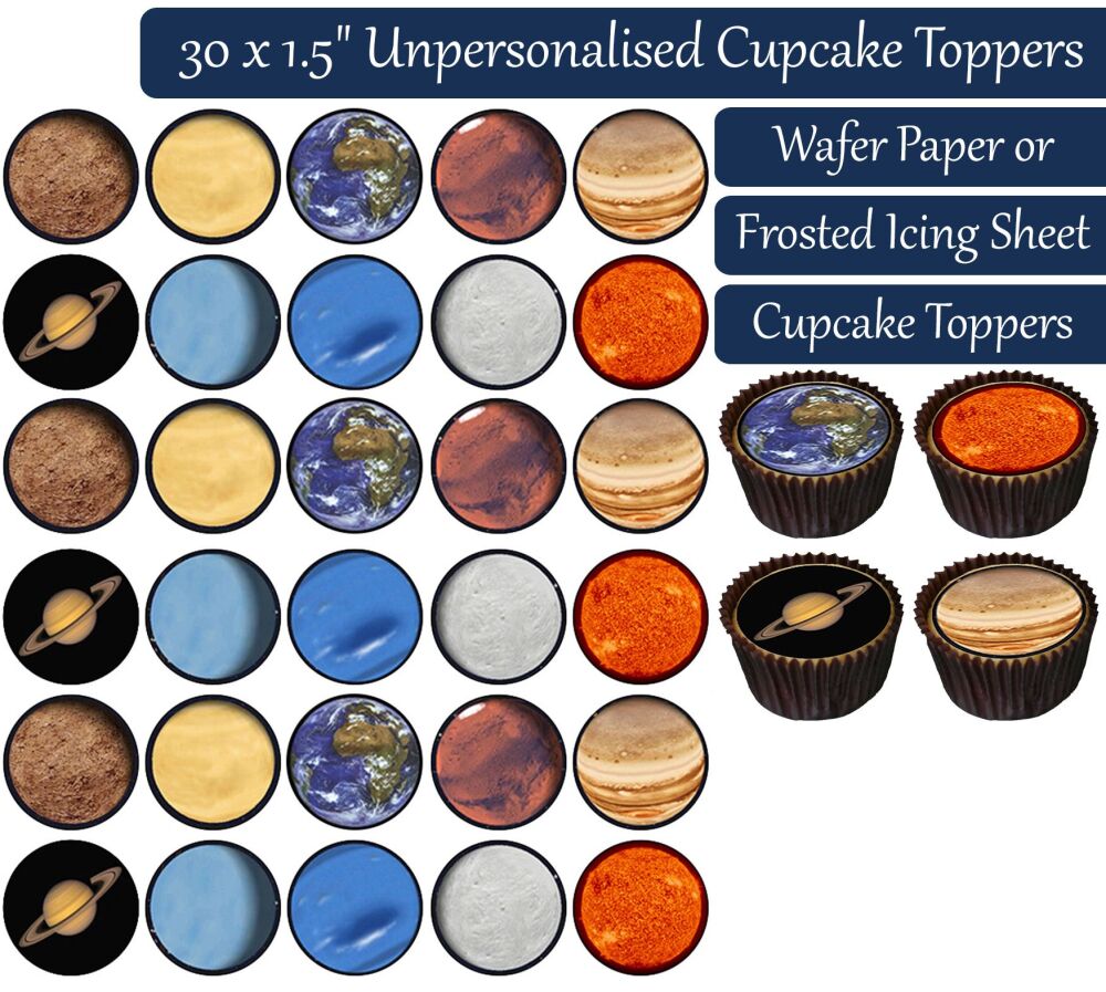 Space Planets - 30 Cupcake Toppers