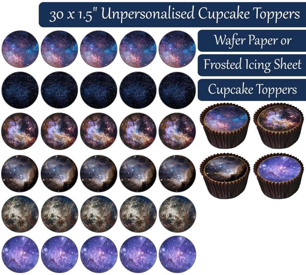 Space Stars Nebula - 30 Cupcake Toppers