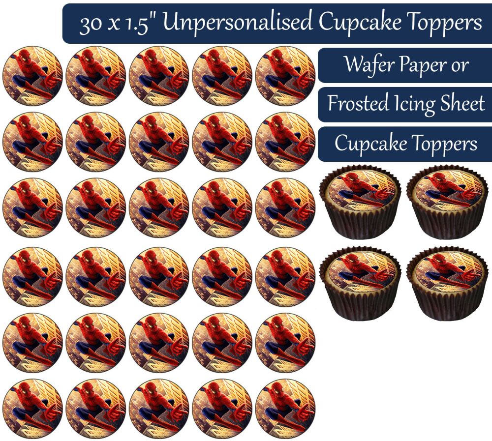 Spiderman - 30 Cupcake Toppers
