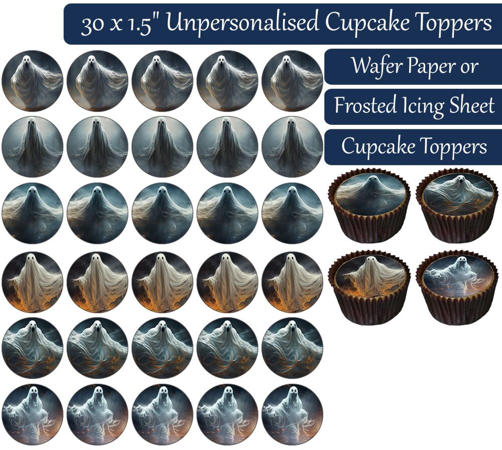 Spooky Ghost - 30 Cupcake Toppers