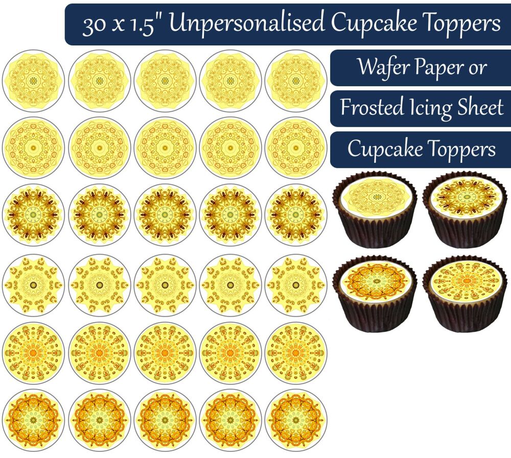 Squid Mandala - 30 Cupcake Toppers