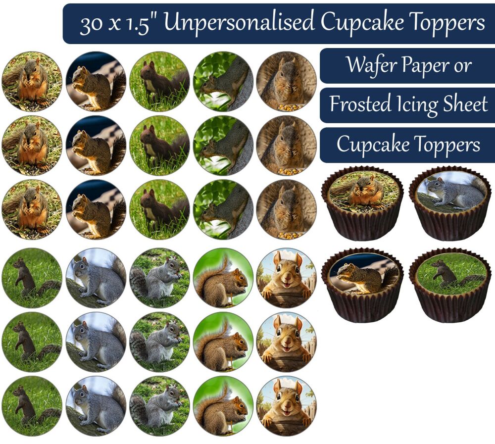 Squirrel - 30 Cupcake Toppers