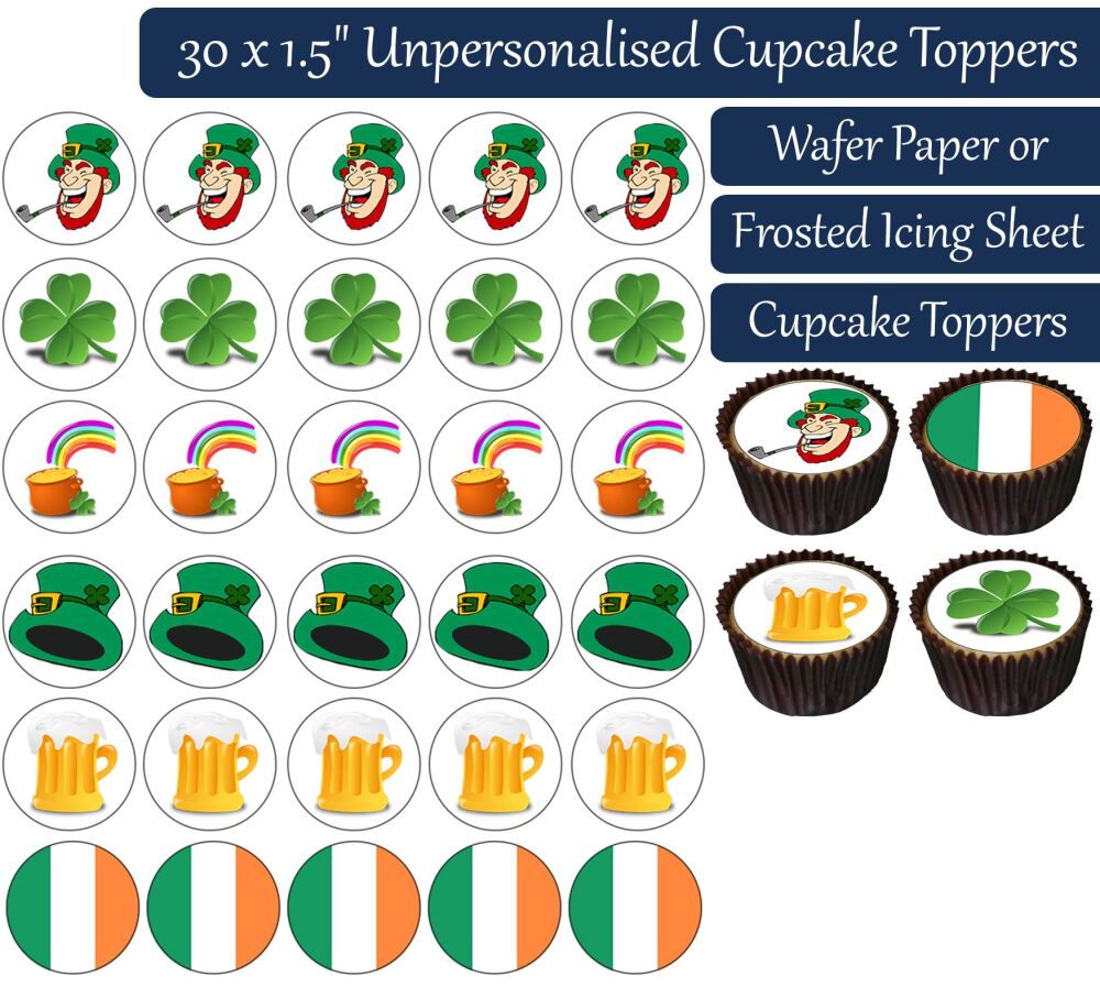 St Patrick's Day - 30 Cupcake Toppers