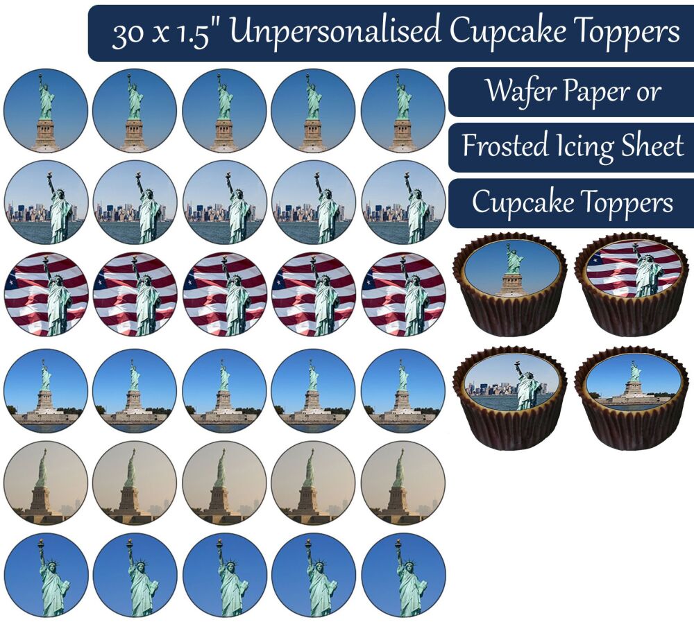 Statue of Liberty - 30 Cupcake Toppers