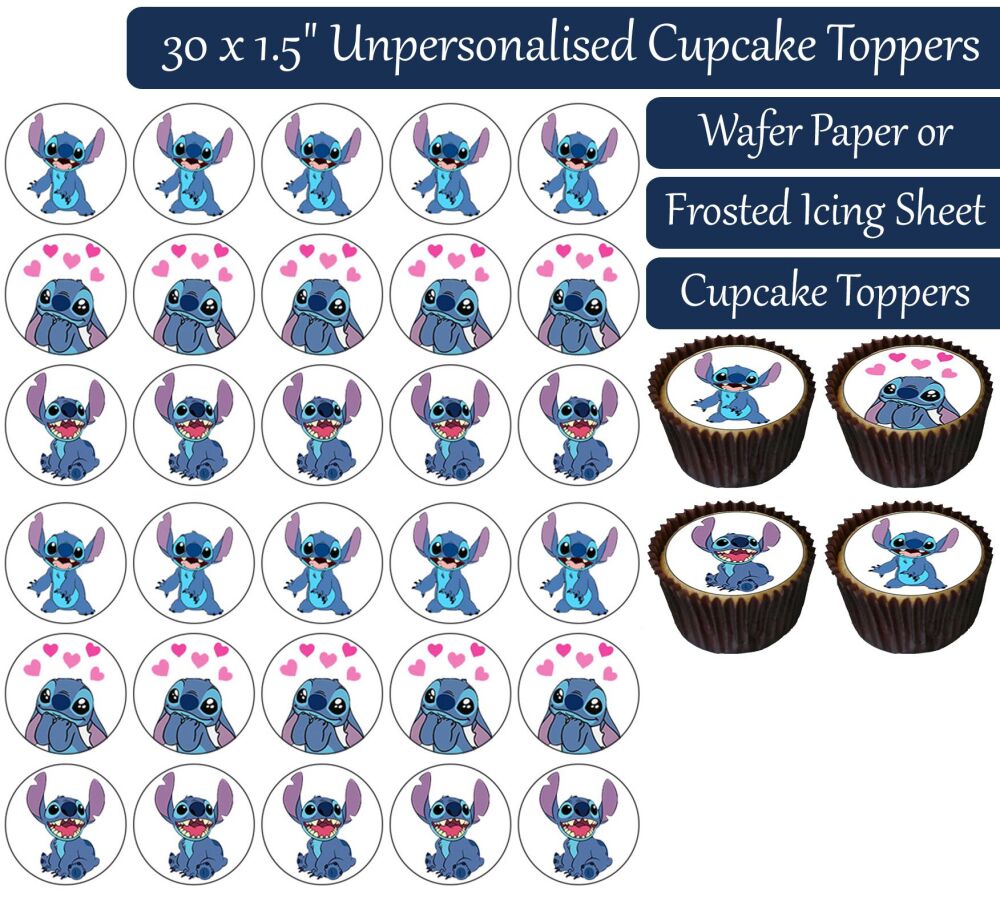 Stitch - 30 Cupcake Toppers