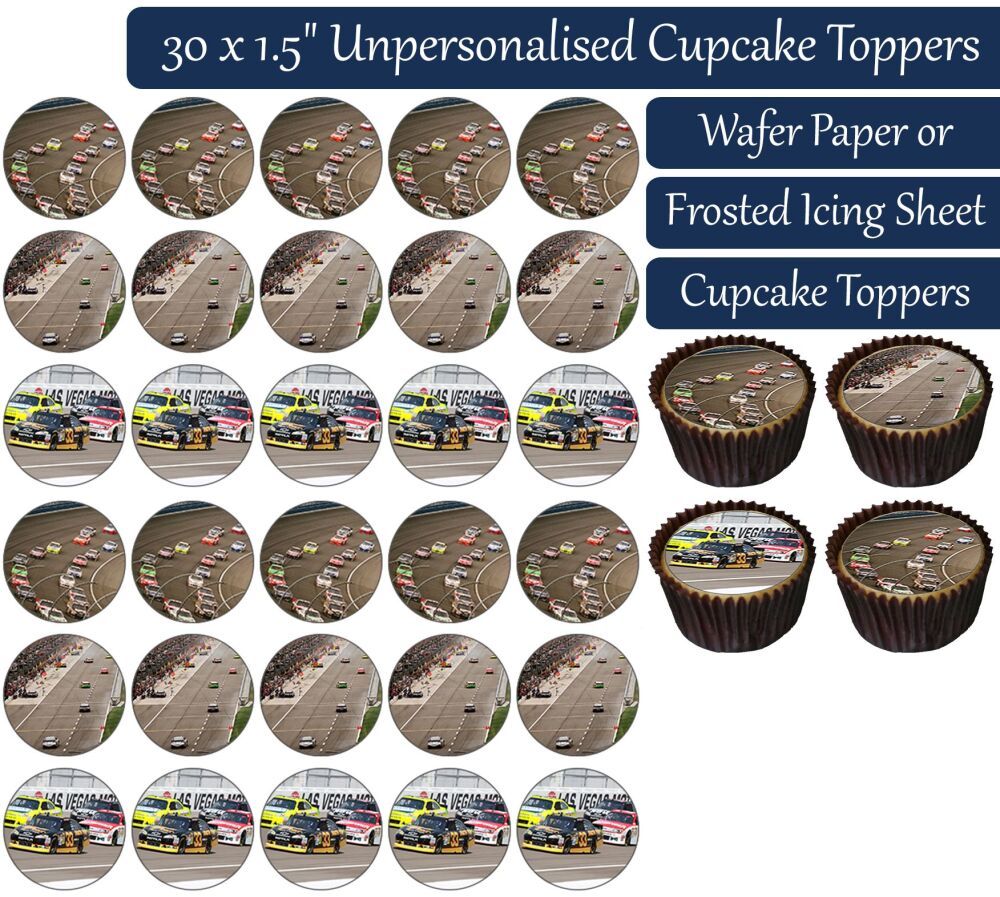 Stock Car Racing - 30 Cupcake Toppers