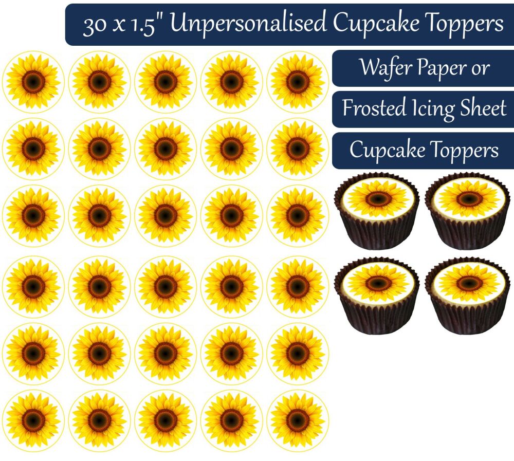 Sunflowers - 30 Cupcake Toppers