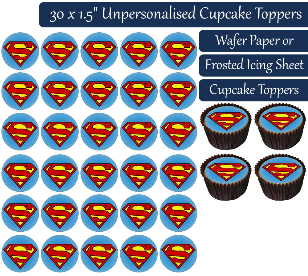 Superman - 30 Cupcake Toppers