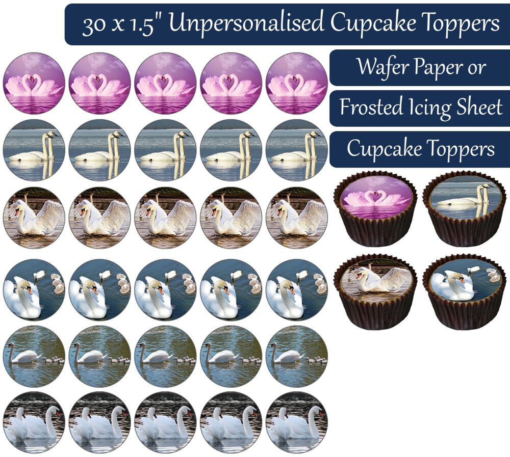 Swans - 30 Cupcake Toppers
