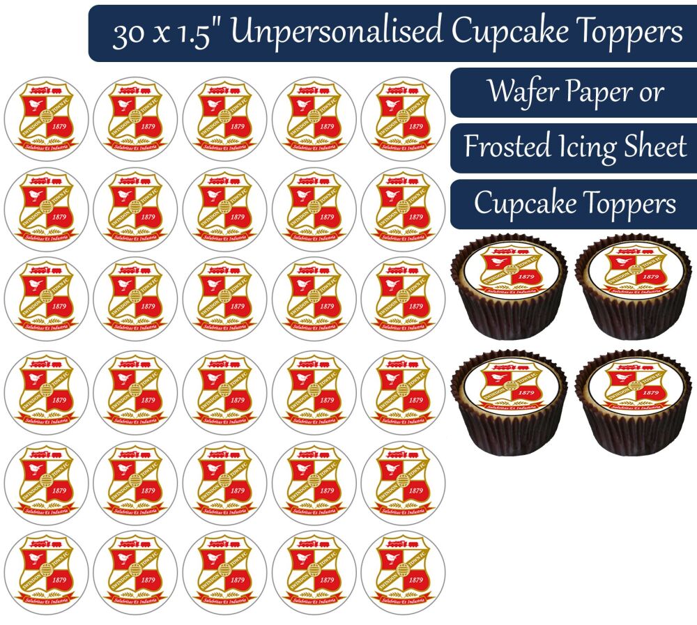 Swindon Town Football - 30 Cupcake Toppers