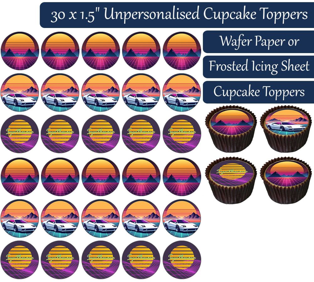 Synthwave - 30 Cupcake Toppers