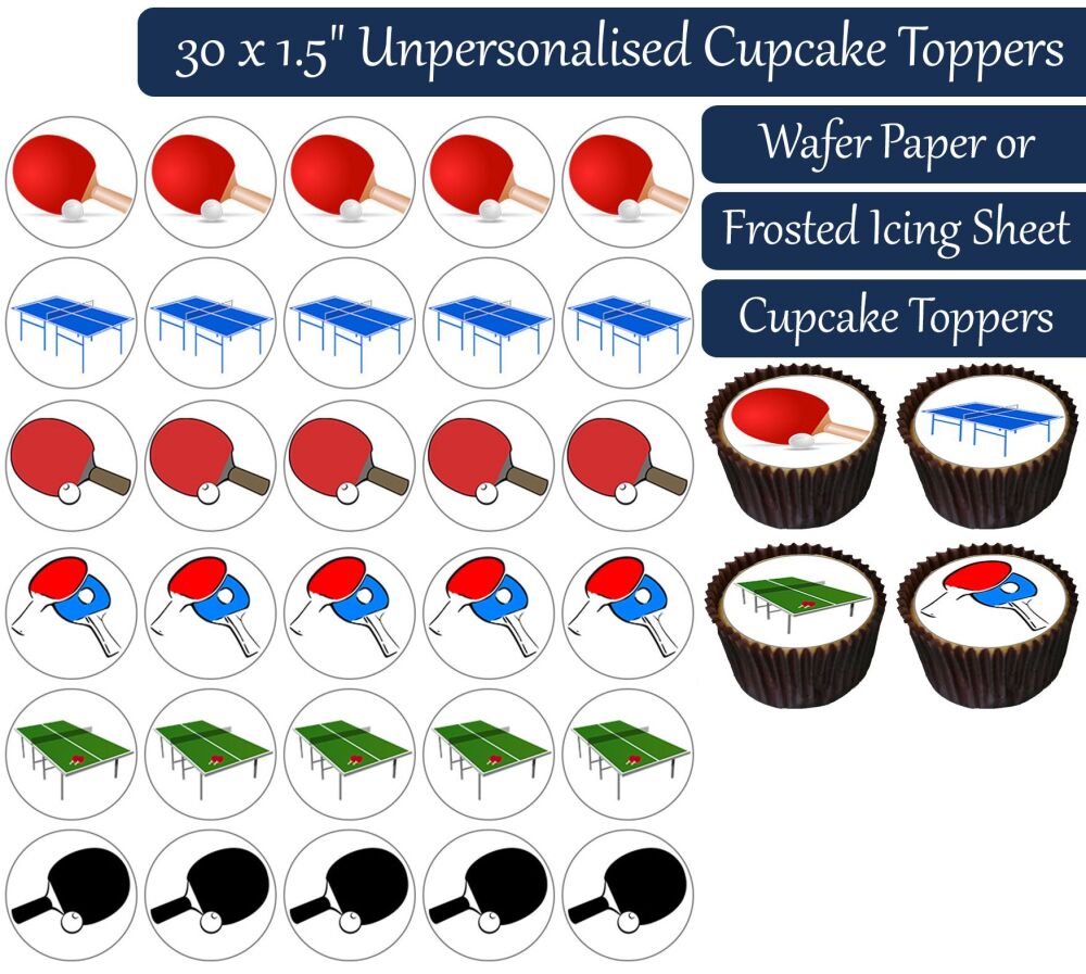 Table Tennis - 30 Cupcake Toppers