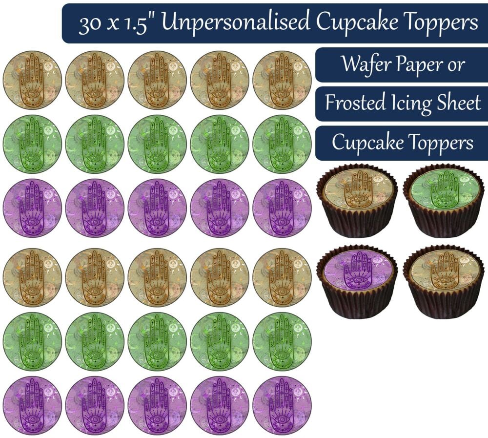 Tarot Hand Henna - 30 Cupcake Toppers