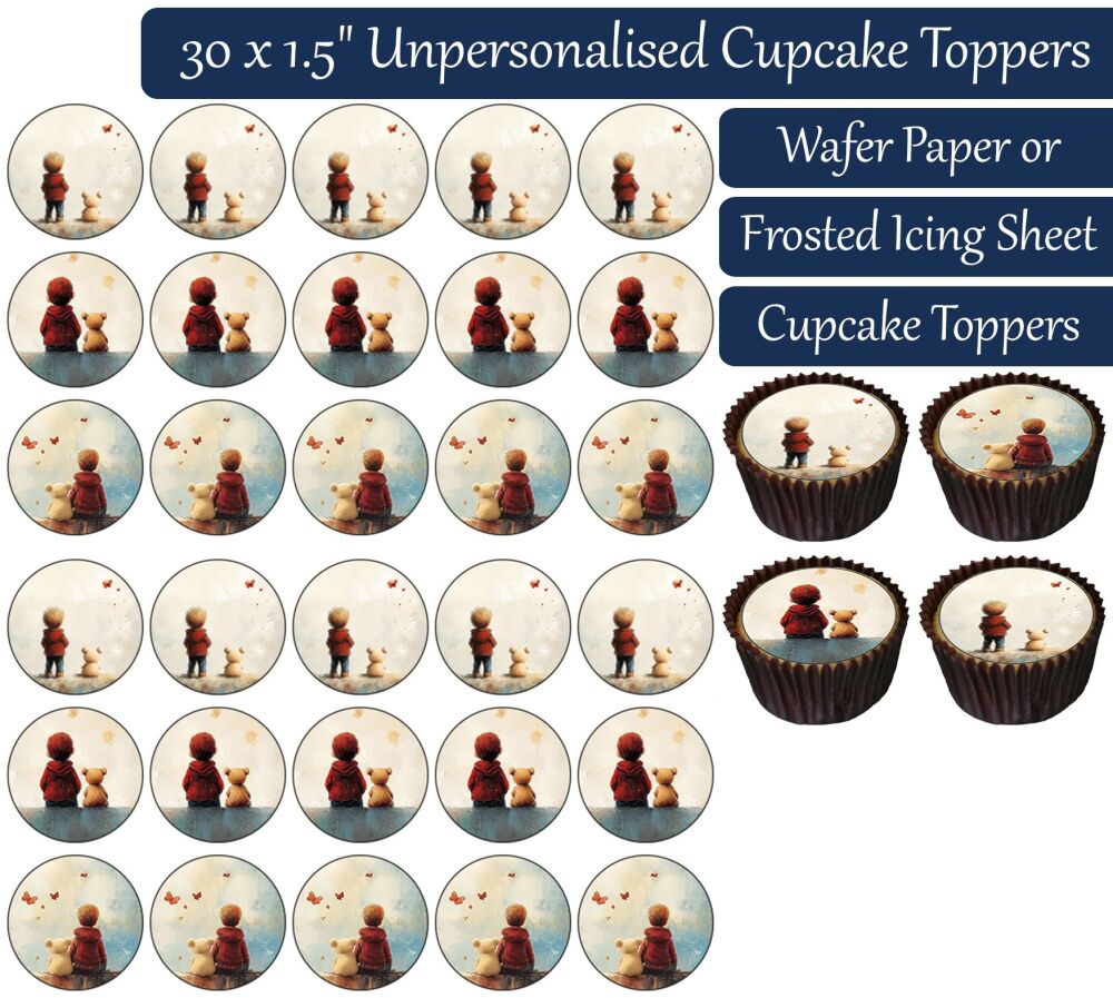 Teddy Bear Child - 30 Cupcake Toppers