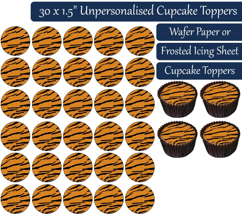 Tiger Print - 30 Cupcake Toppers