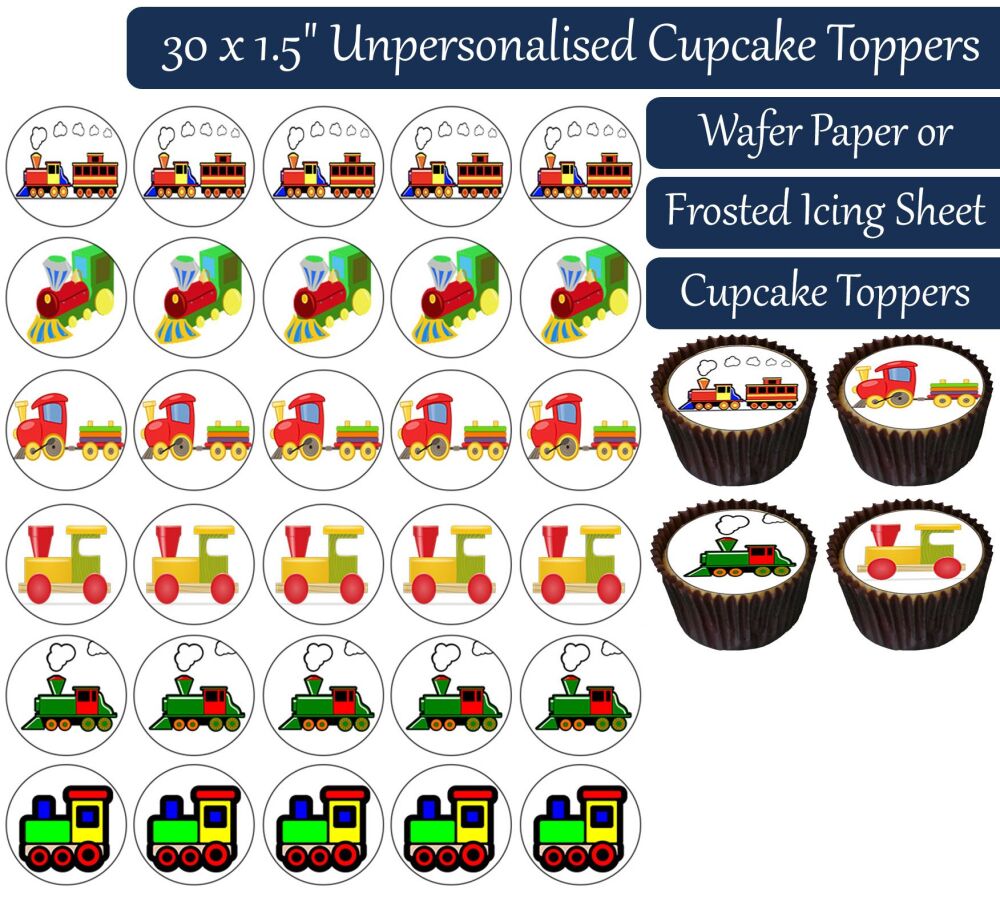 Toy Trains - 30 Cupcake Toppers