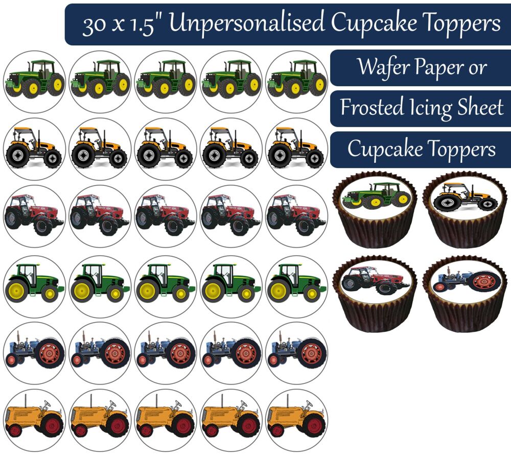 Tractors - 30 Cupcake Toppers