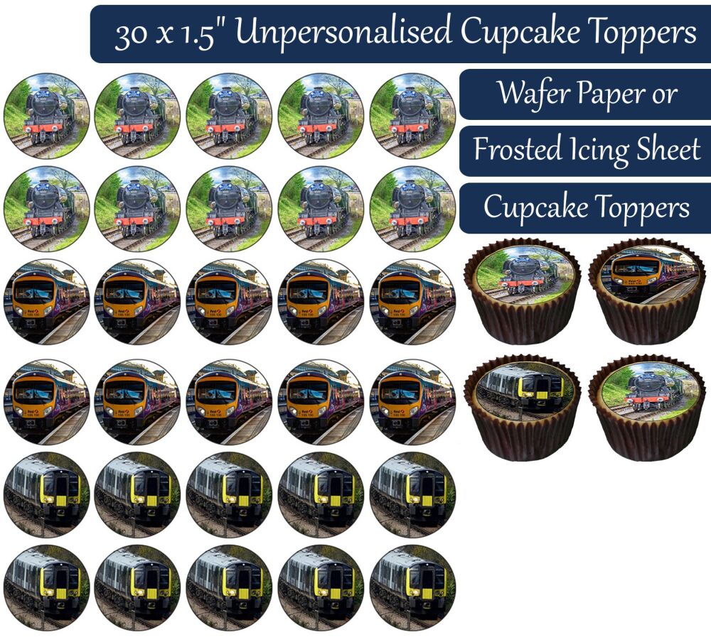 Trains - 30 Cupcake Toppers
